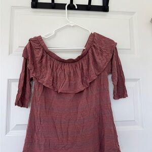 Dolan Ruffle Off-Shoulder Blouse - Mauve